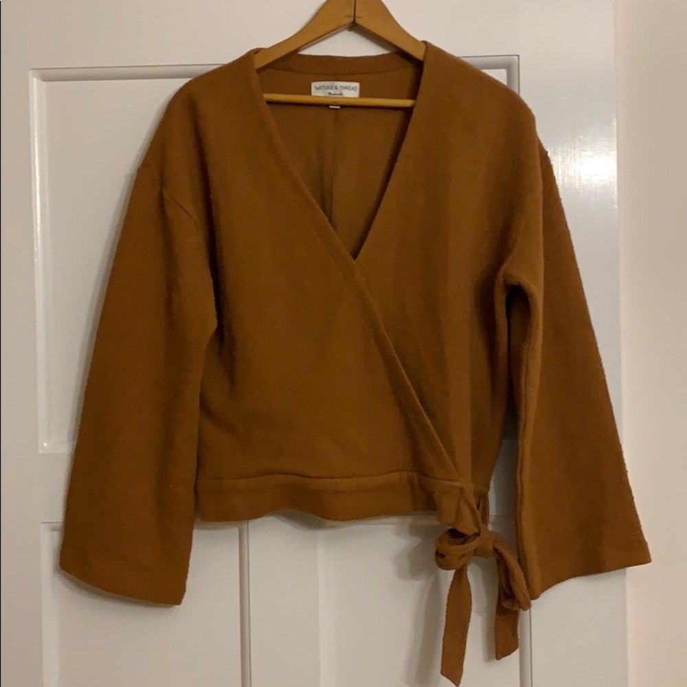 Madewell Texture & Thread M Wrap Tie Top olive